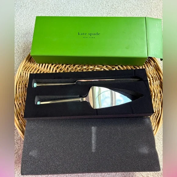 Kate Spade Lenox Take The Cake Silver Two Piece Dessert Set - Picture 3 of 14